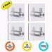 3M Self Adhesive Hooks  YECO 304 Brushed Stainless Steel Waterproof Oilproof Closets Coat Towel Robe Hook Wall Mount for Kitchen Bathroom–Easy Installation without Drilling (4 Pack) - B074PNR2WL